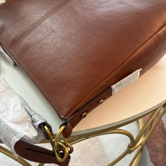 NEW Fossil Jolie Brown Leather Hobo Bag - Crossbody Shoulder Strap Purse - Picture 11 of 14